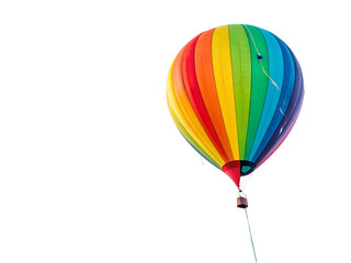 Obraz premium Rainbow Hot Air Balloon Soaring High Above Dark Sky