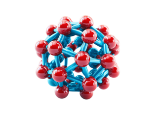 3D Molecular Structure with  Atoms Isolated on transparent background