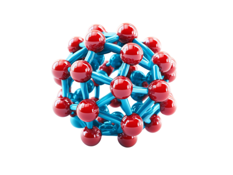 3D Molecular Structure with  Atoms Isolated on transparent background