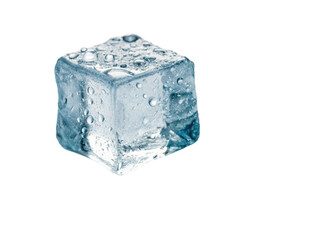 Single Ice Cube, Frozen Water, Crystal Clear, Cold Refreshment, Chilling, Melting, Water Droplets, D