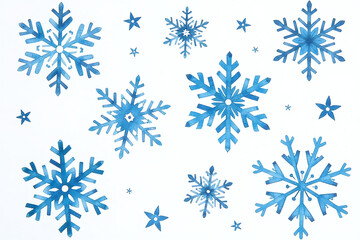 indigo blue watercolor snowflakes beautiful decorations christmas new year ideal cards holiday