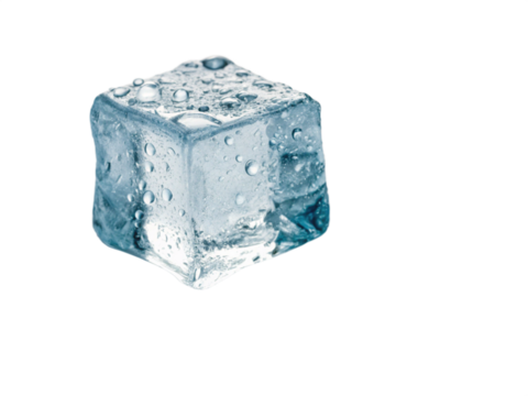 Single Ice Cube, Frozen Water, Crystal Clear, Cold Refreshment, Chilling, Melting, Water Droplets, D - Powered by Adobe