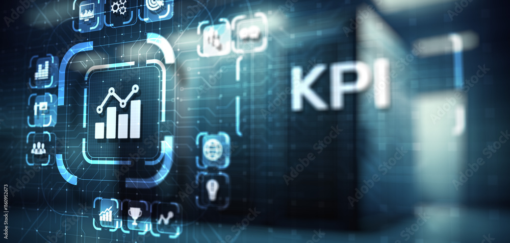 Poster kpi - key performance indicator. business and industrial analysis. internet and technology concept o