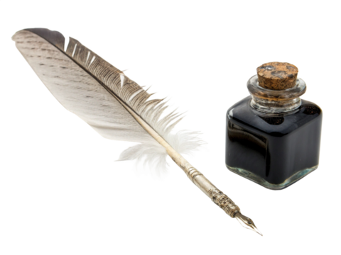 Antique Quill Pen, Inkwell, Writing, Stationery - Powered by Adobe