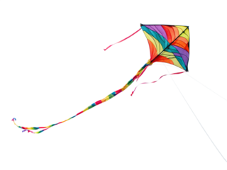 Rainbow Kite Soaring, Abstract Flight Path, Artistic Design