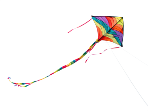 Rainbow Kite Soaring, Abstract Flight Path, Artistic Design