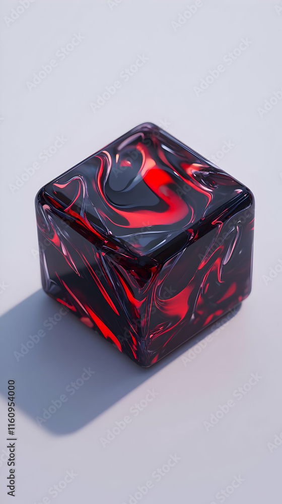 Poster red black abstract 3d cube render