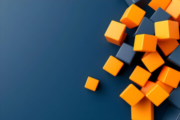 Abstract 3D Orange and Blue Cubes Background