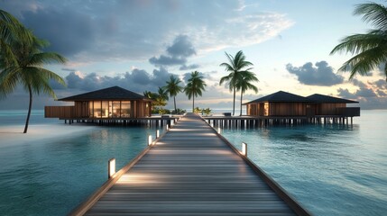 beautiful boardwalk on a paradisiacal island