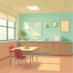 School Canteen Illustration vector design, Students in canteen vector design