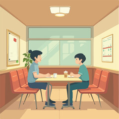Fototapeta premium Students in canteen vector design, School Canteen Illustration vector design