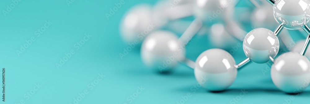 Poster abstract molecular structure on turquoise background for science use