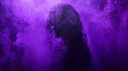 Obraz premium A woman's profile and colored smoke.