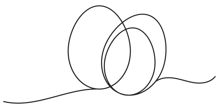 Easter eggs hand drawn continuous one line