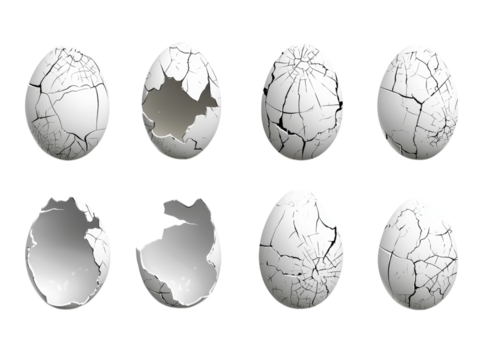 Cracked Eggshells Collection for Creative Use Isolated on transparent background