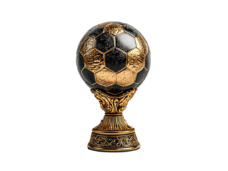 Golden Trophy with Soccer Ball Design Isolated on transparent background