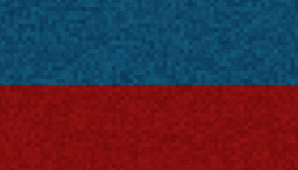 Checkered background split into red and blue parts