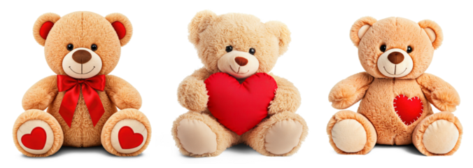 Teddy bears for Valentine's Day with hearts to celebrate love