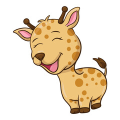 Cute giraffe animal illustration on isolated white background, cool for stickers, logos, t-shirts, coloring books, etc.