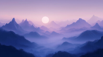 Fototapeta premium Mystische Berglandschaft im Dunst bei goldenem Morgenlicht