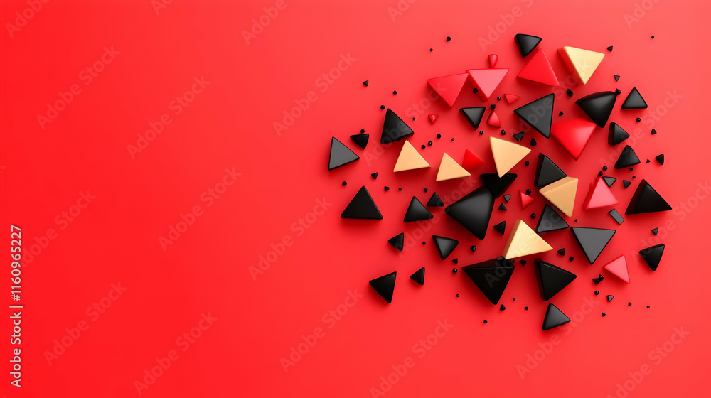 Poster abstract 3d red background with triangles