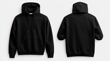 Black Hooded Sweatshirt: Front and Back Views