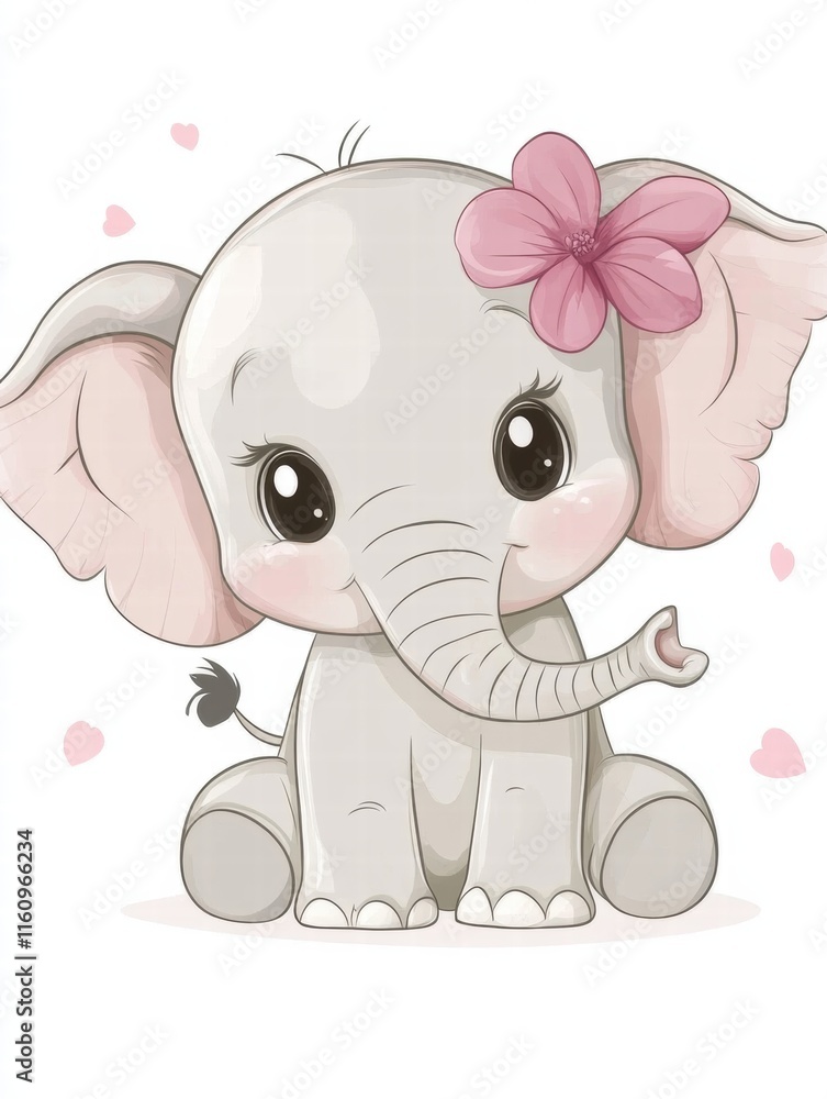 Aufkleber Elephant illustration with cute features creating an ideal mock up with ample copy space for text or design placement. Generative AI