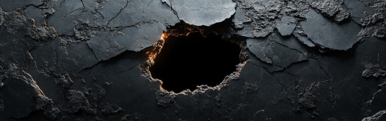 Black wall cracked open, symbolic of strength and resilience
