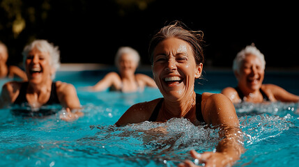 Senior Women Participating in Water Aerobics