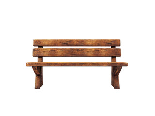 Rustic Wooden Bench Isolated on White Background Isolated on transparent background