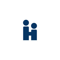 letter H people holding hands. help logo, together. strength. unity. partner. success. guiding. learning. logo company special