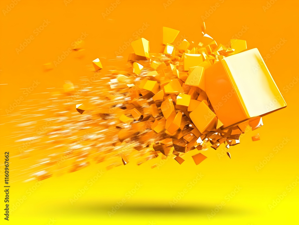 Poster shattering cube 3d abstract background