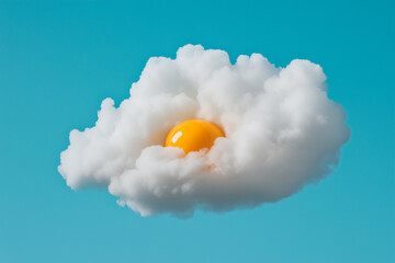 Yolk in Cloud Formation against Turquoise Background