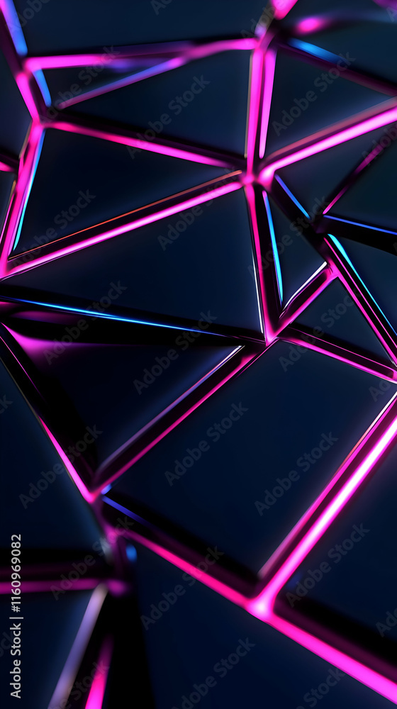 Poster neon triangle 3d abstract background