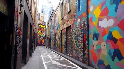Fototapeta premium Vibrant Graffiti Alleyway in Melbourne