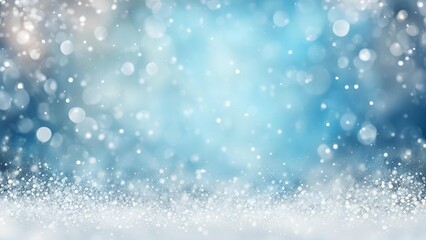 Obraz premium A festive greeting card illustration background featuring a soft blue and silver hue, adorned with shimmering sparkles, perfect for Christmas and New Year wishes