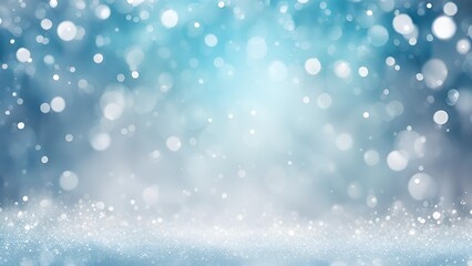 Fototapeta premium An enchanting holiday greeting card background, featuring a soft blue and silver blur with a touch of sparkle, beautifully capturing the spirit of Christmas and New Year celebrations
