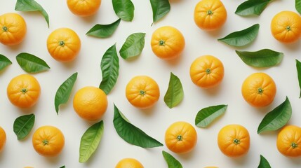 A bunch of tangerines on a white background. 