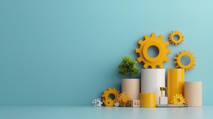 Reusable resources, creative depiction of business materials reentering production, 3D illustration