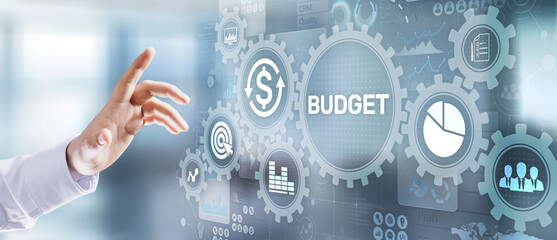 Budget accounting financial technology concept on virtual screen.