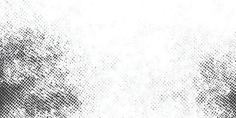 Seamless vintage distressed small halftone dot background pattern. Grunge black and white printer ink raster dots transparent texture overlay. Retro comic book print making creative concept backdrop.