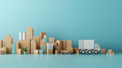 Reusable resources, creative depiction of business materials reentering production, 3D illustration