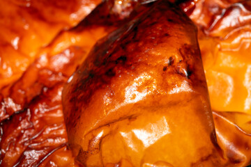 Close up of a Roasted Skin of Vegetable Pepper Abstract Roast Crispy and Juicy Background