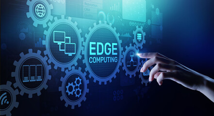 Edge computing modern IT technology on virtual screen concept.