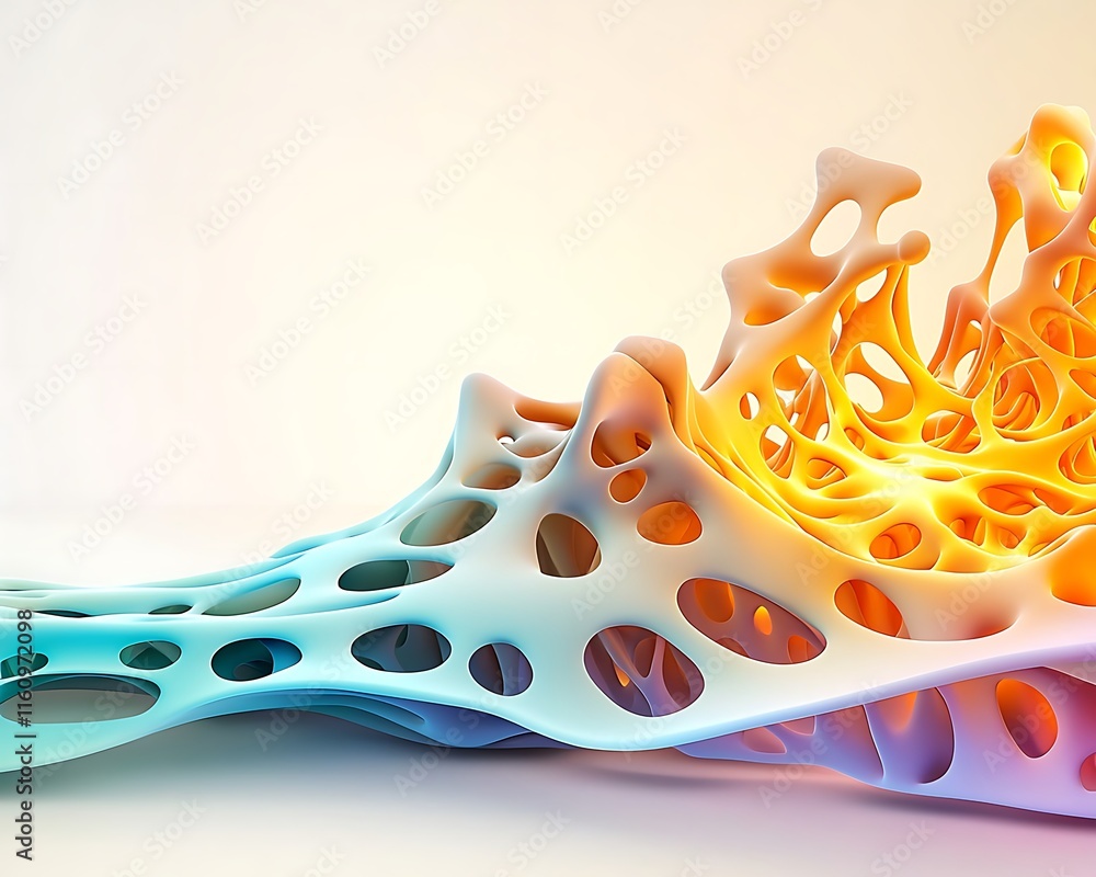 Fototapete abstract organic structure with flowing shapes and soft colors representing fluidity and movement in