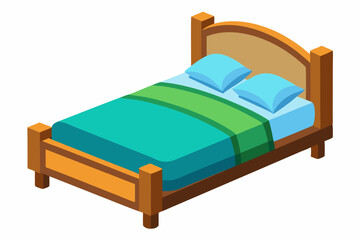 Beautiful  soft  bed on a white background