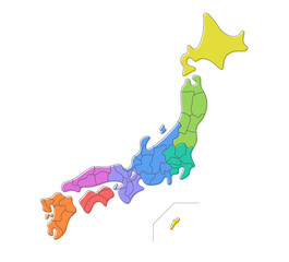 フリーハンド ラインの日本地図（都道府県ごとに別レイヤー）