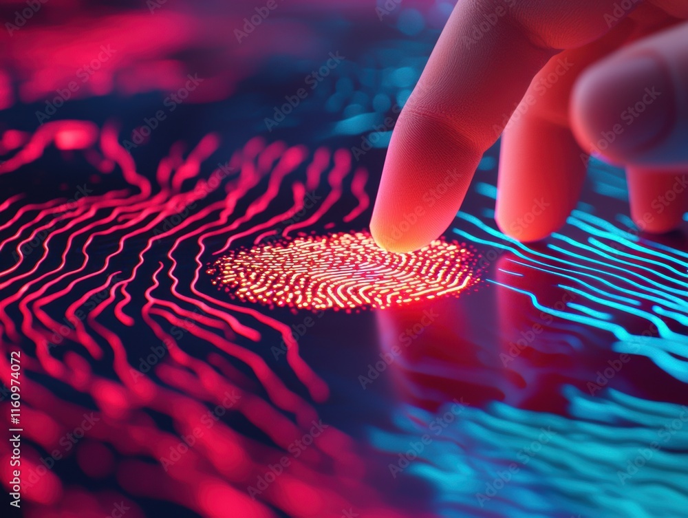 Aufkleber futuristic fingerprint recognition with abstract technology design