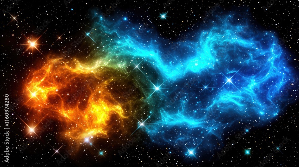 Aufkleber cosmic explosion of colorful nebulae in outer space digital artwork vibrant universe deep space view