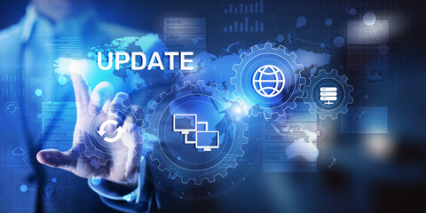 Update System Upgrade Software version technology concept on virtual screen.